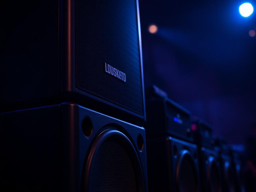 Professionele PA-speakers en subwoofers opgesteld op een evenement